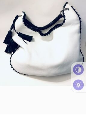 ANTHONY LUCIANO Authentic Leather 
Custom Made Hand Bag, Large White/Black